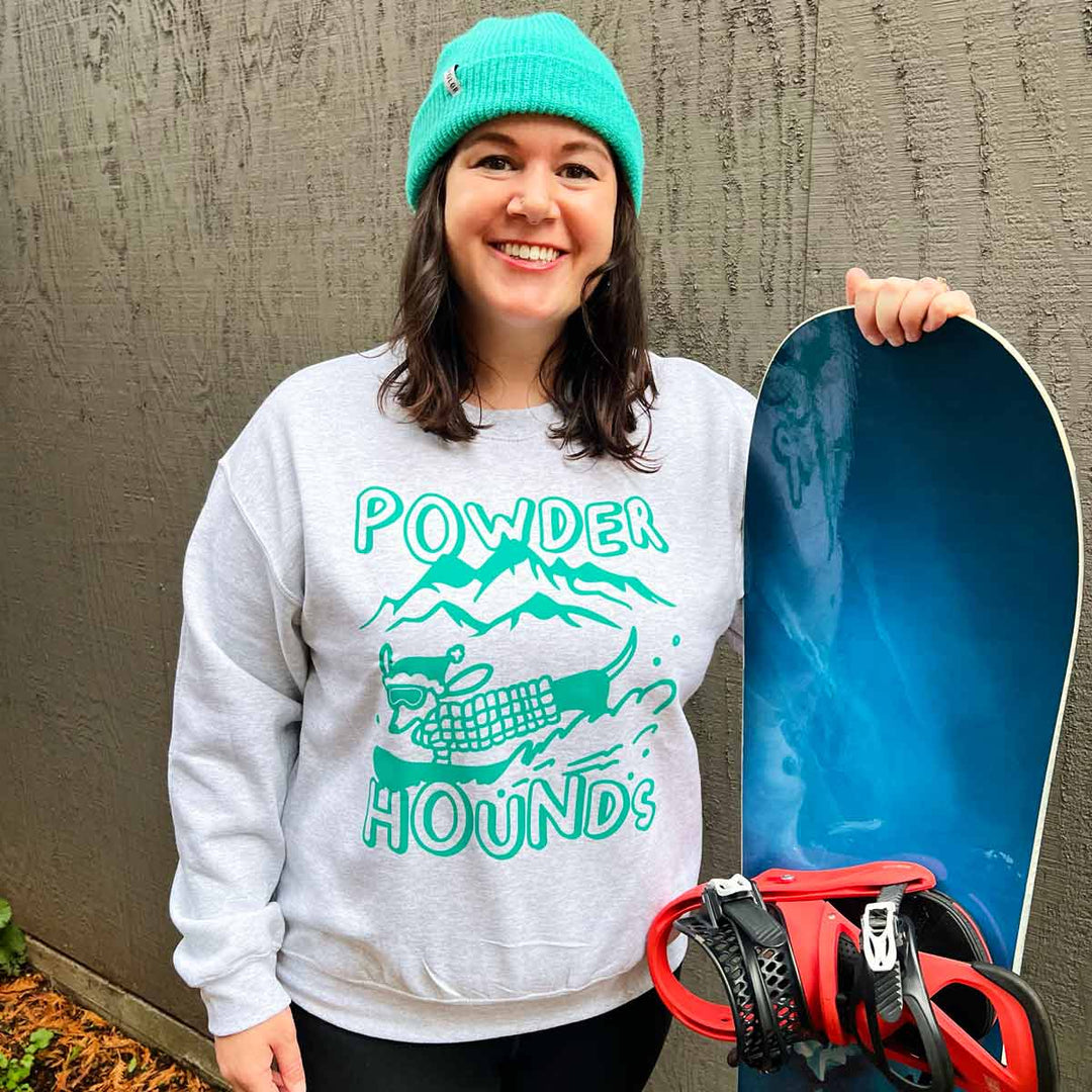 powder hounds unisex crew sweatshirt - bean goods