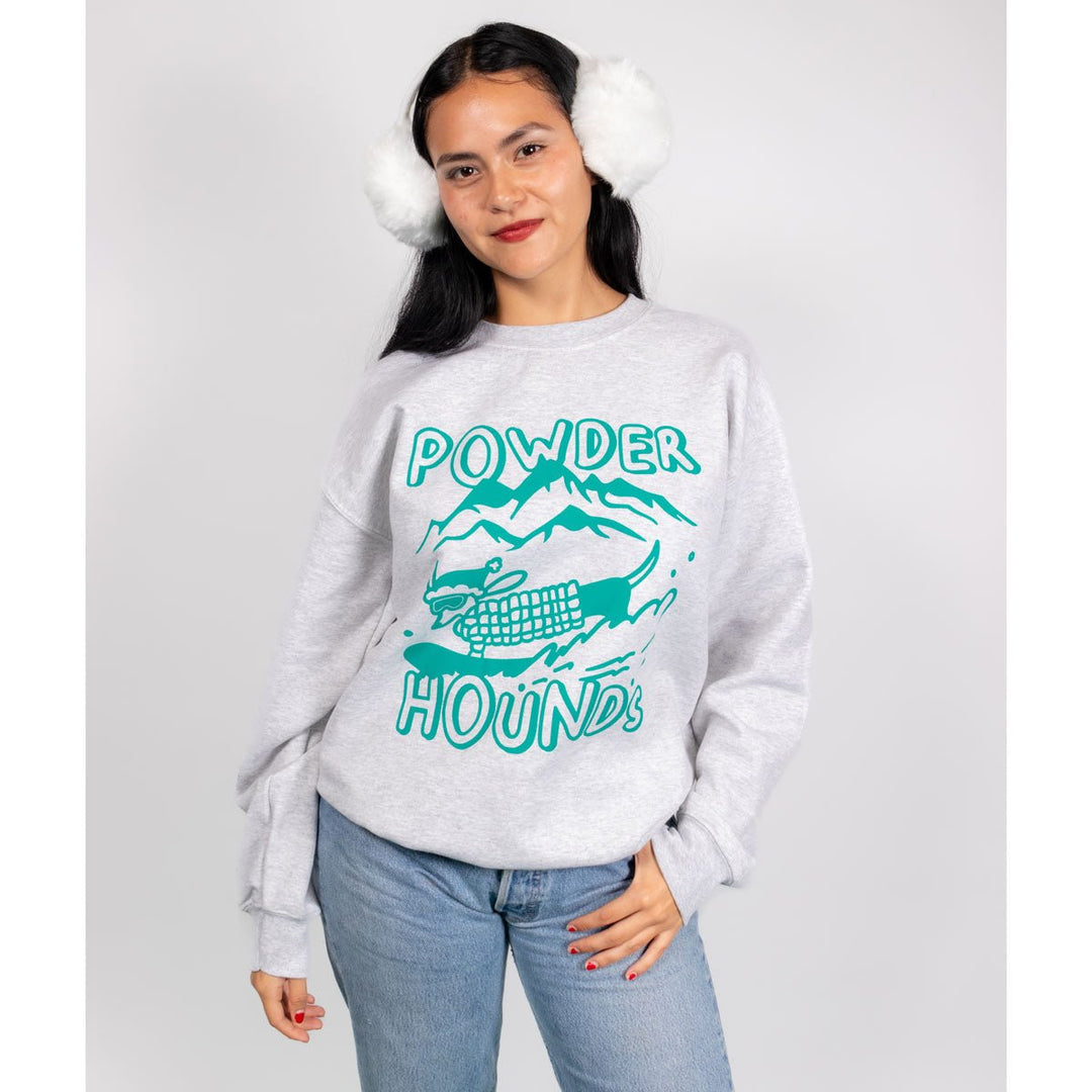 powder hounds unisex crew sweatshirt - bean goods