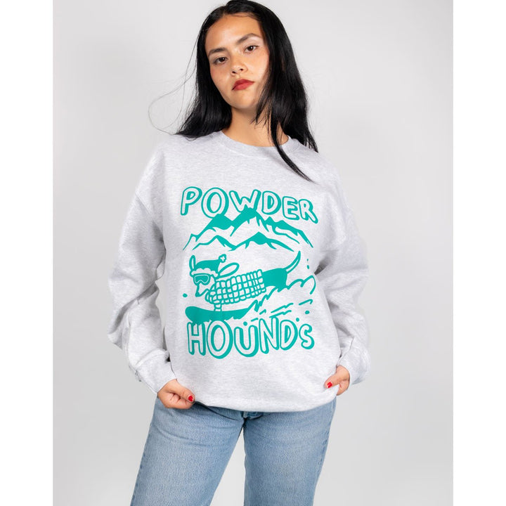 powder hounds unisex crew sweatshirt - bean goods