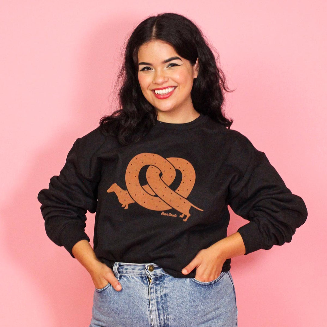 pretzel ween | unisex crew sweatshirt | black - BeanGoods