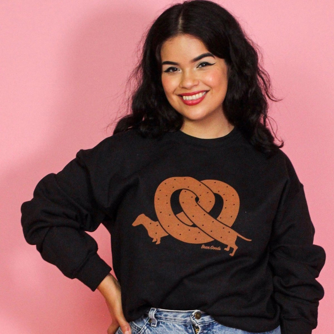 pretzel ween | unisex crew sweatshirt | black - BeanGoods