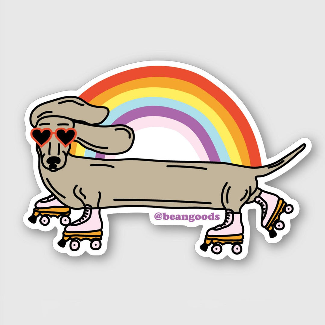 rainbow weenie sticker - bean goods