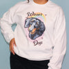 rainbows and wiener dogs unisex crew sweatshirt | black and tan