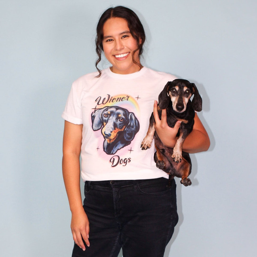 rainbows and wiener dogs unisex tee | black and tan - BeanGoods