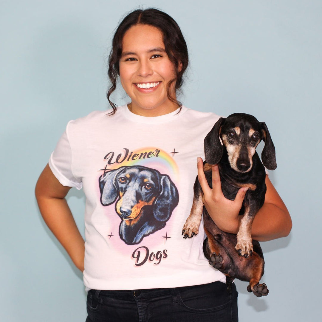 rainbows and wiener dogs unisex tee | black and tan - BeanGoods