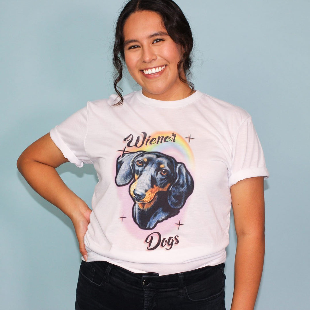 rainbows and wiener dogs unisex tee | black and tan - BeanGoods