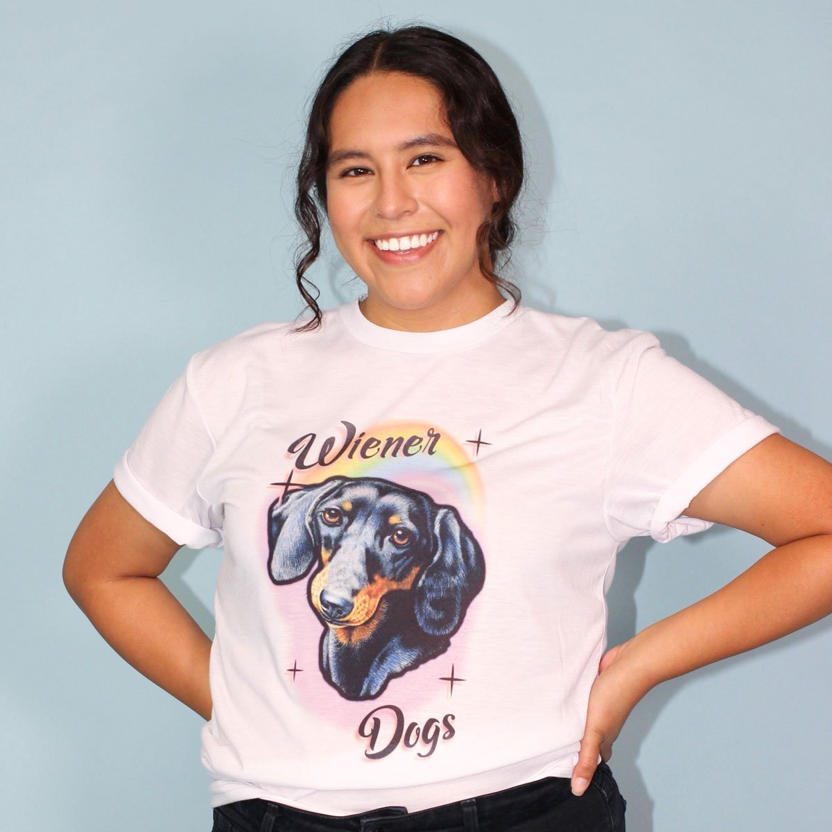 rainbows and wiener dogs unisex tee | black and tan - BeanGoods