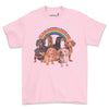 rainbows & wiener dogs unisex tee | pink