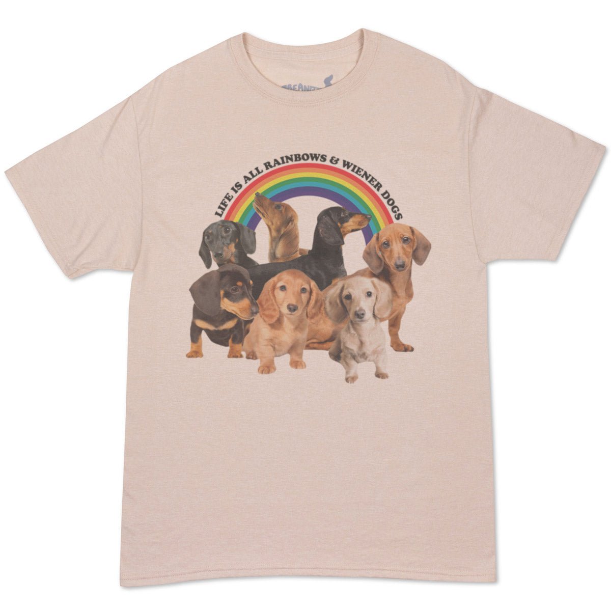 rainbows & wiener dogs unisex tee | sand - bean goods