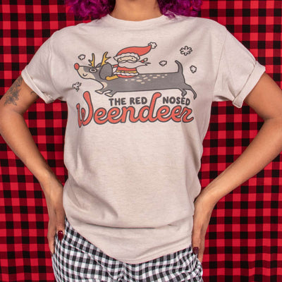 red nosed weendeer unisex tee | sandstone - bean goods