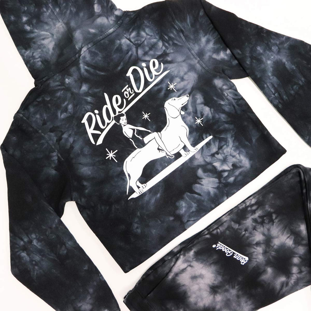 ride or die sweatsuit bundle | black tie dye - bean goods