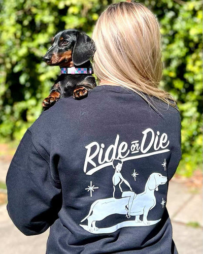 ride or die unisex crew sweatshirt | black - bean goods