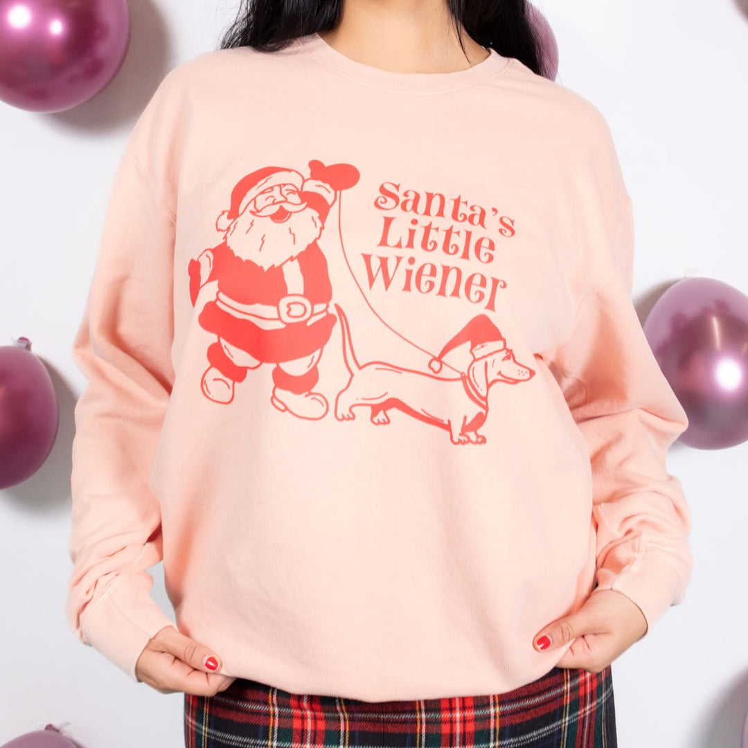 santa’s little wiener unisex crew sweatshirt - bean goods