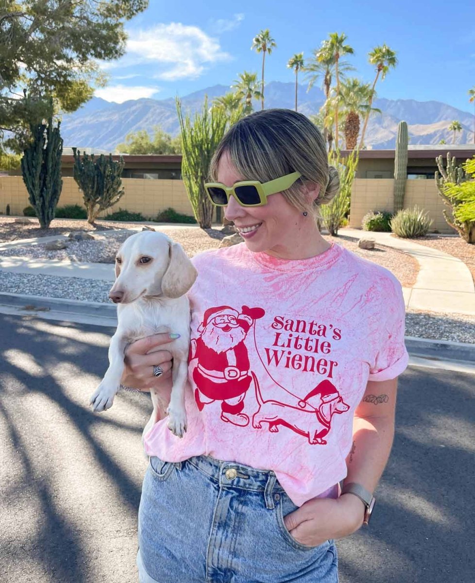 santa’s little wiener unisex tee | tie-dye - bean goods