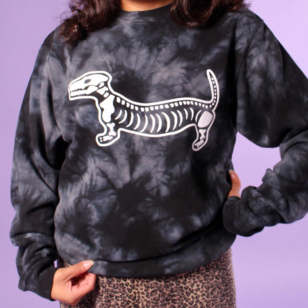 skeleween unisex crew sweatshirt (tie-dye) - BeanGoods