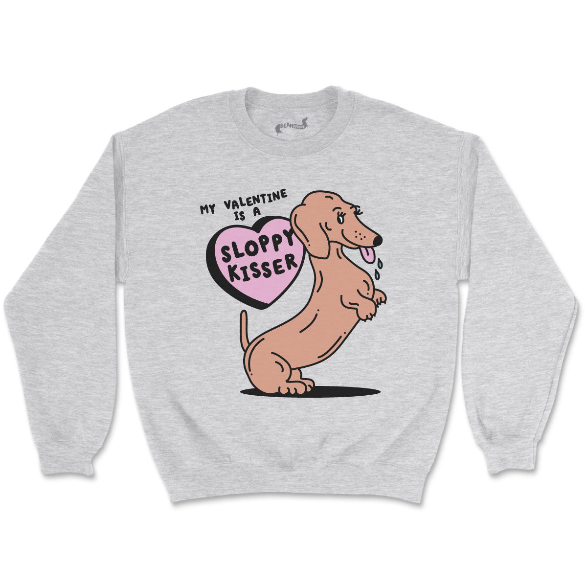 sloppy kisser unisex crew sweatshirt | heather grey - bean goods