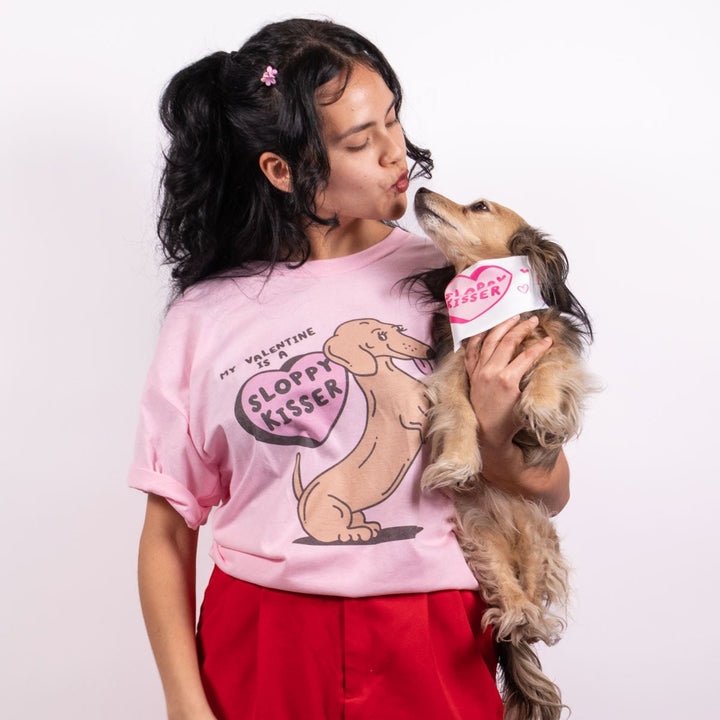 sloppy kisser unisex tee | pink - bean goods