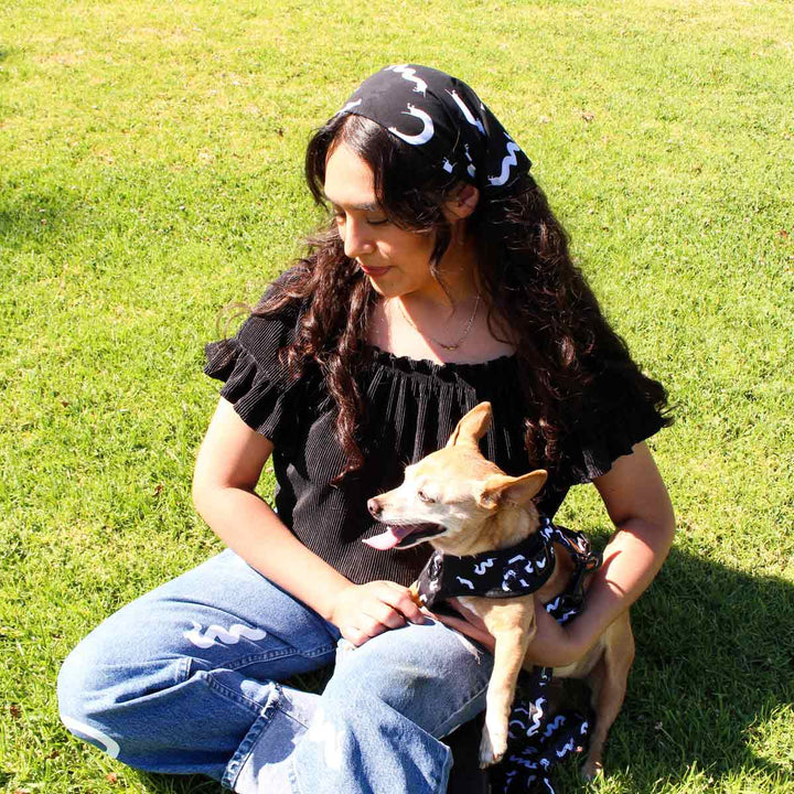 squiggly ween chiffon bandana | black - bean goods