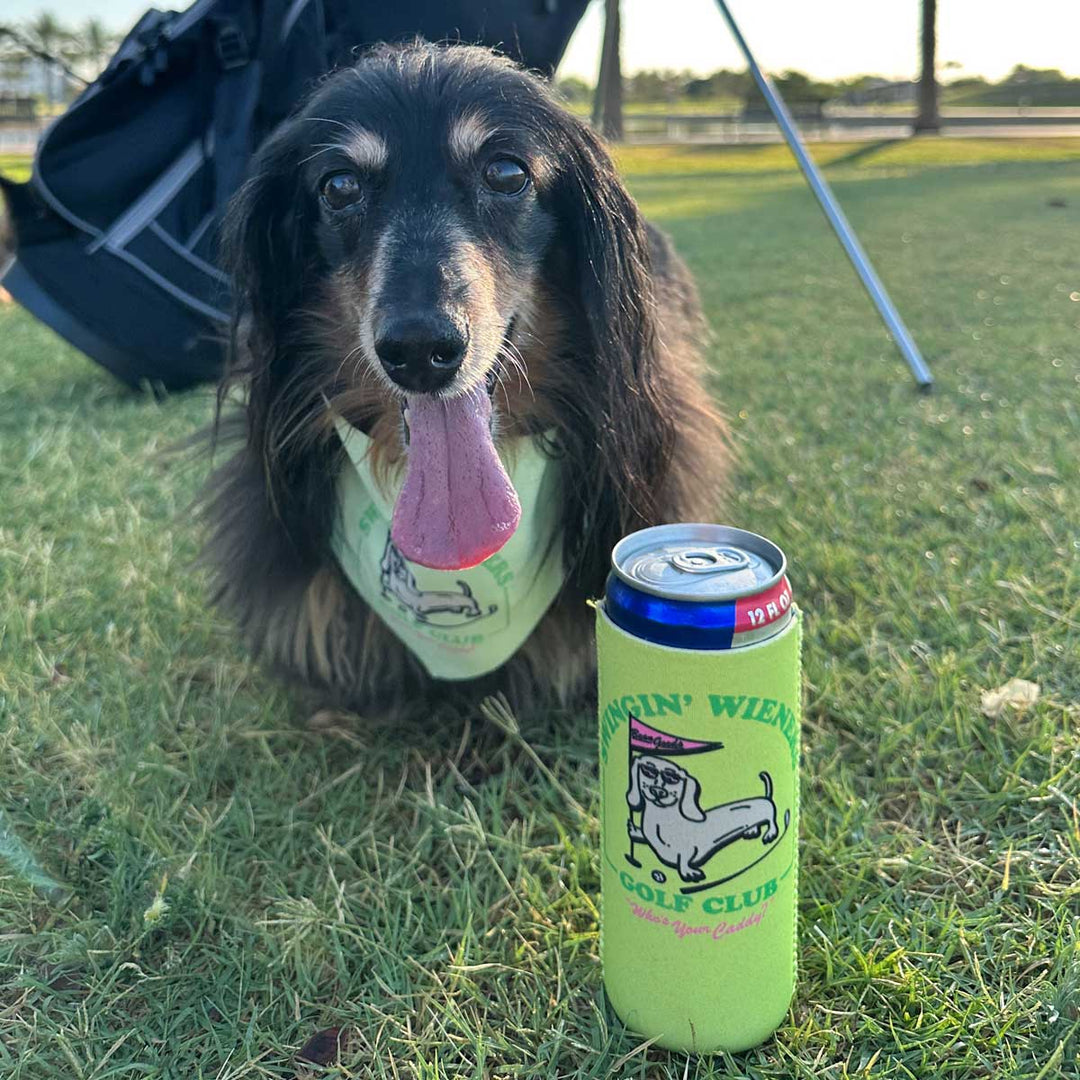 swingin' wieners golf club can cooler - bean goods