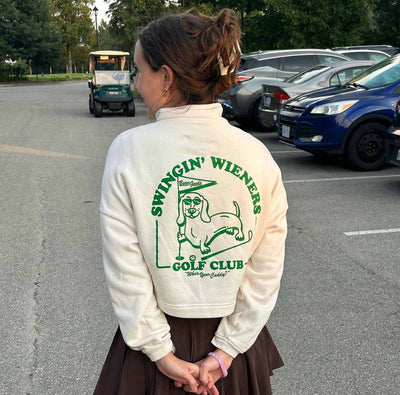 swingin' wieners golf club half zip pullover fleece - bean goods