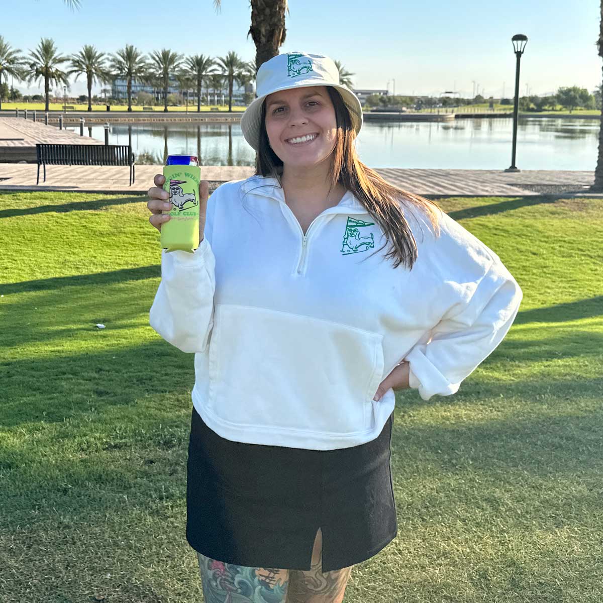 swingin' wieners golf club half zip pullover fleece - bean goods