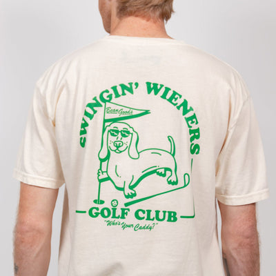 swingin' wieners golf club unisex pocket tee - bean goods