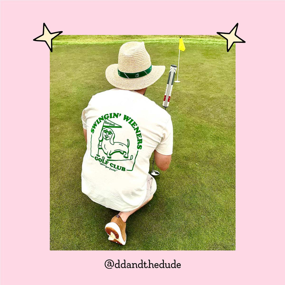 swingin' wieners golf club unisex pocket tee - bean goods