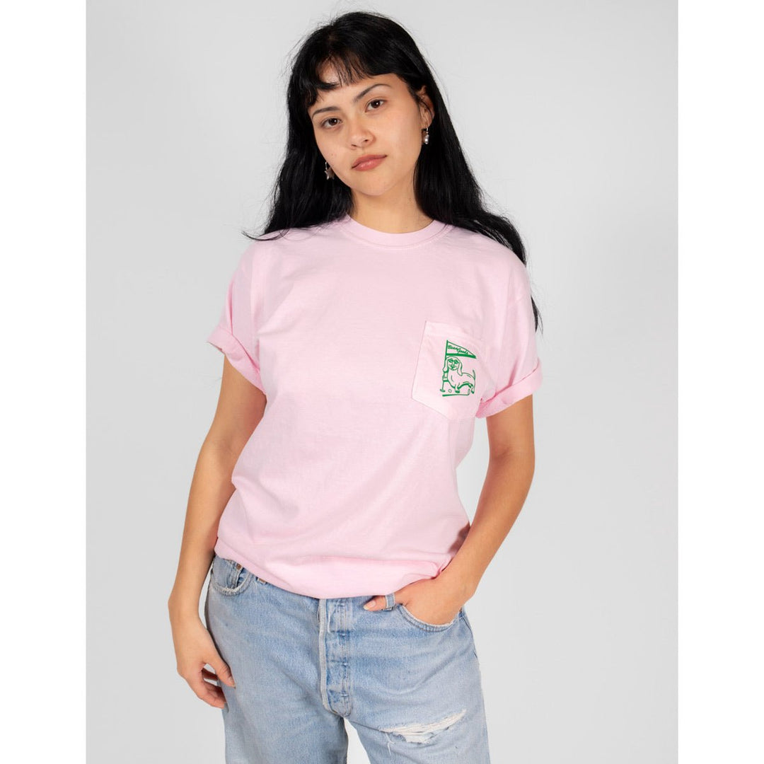 swingin’ wieners golf club unisex pocket tee | caddy pink - bean goods