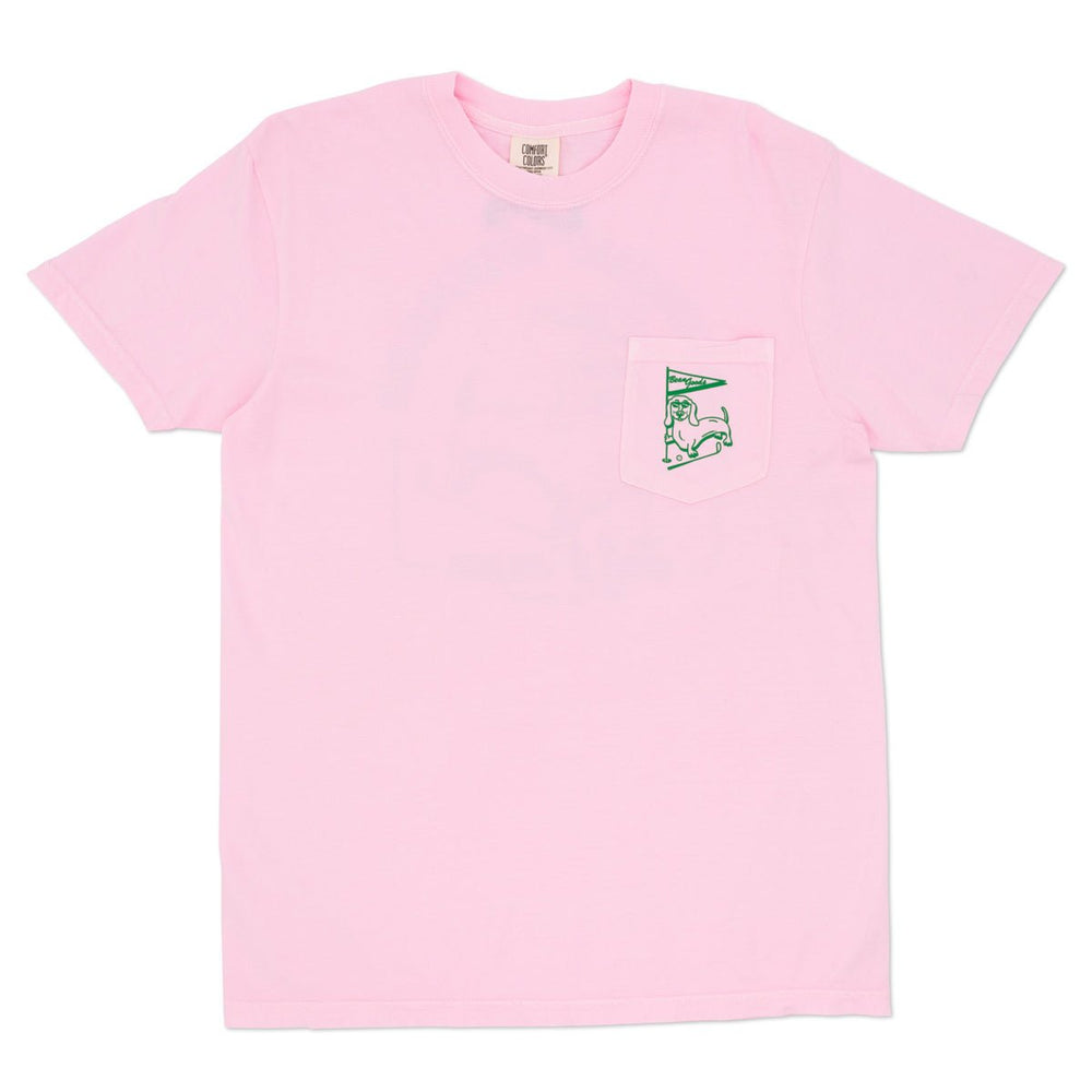 swingin’ wieners golf club unisex pocket tee | caddy pink - bean goods