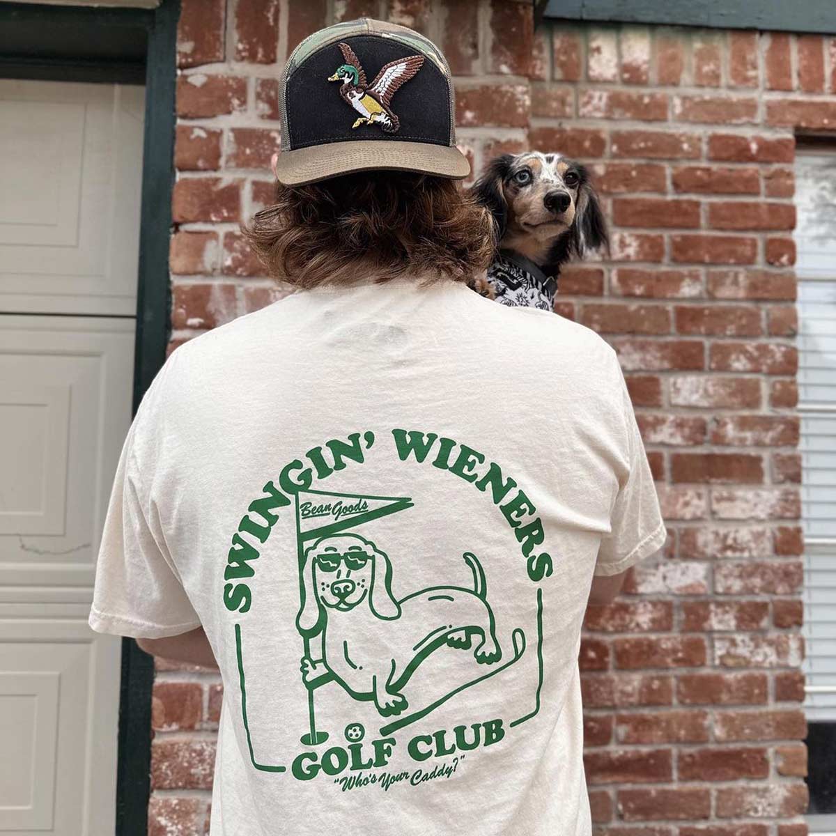 swingin' wieners golf club unisex pocket tee | cream - bean goods