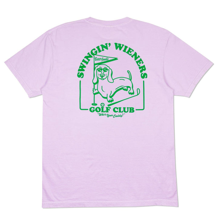 swingin' wieners golf club unisex pocket tee | lavender - bean goods