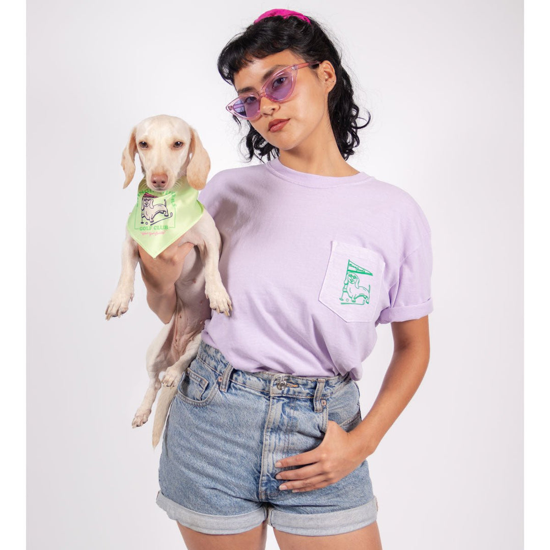 swingin' wieners golf club unisex pocket tee | lavender - bean goods