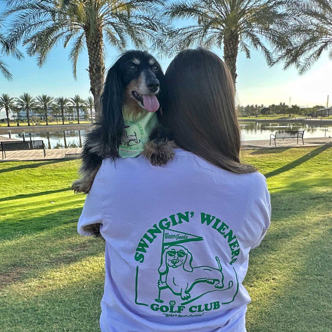 swingin' wieners golf club unisex pocket tee | lavender - bean goods