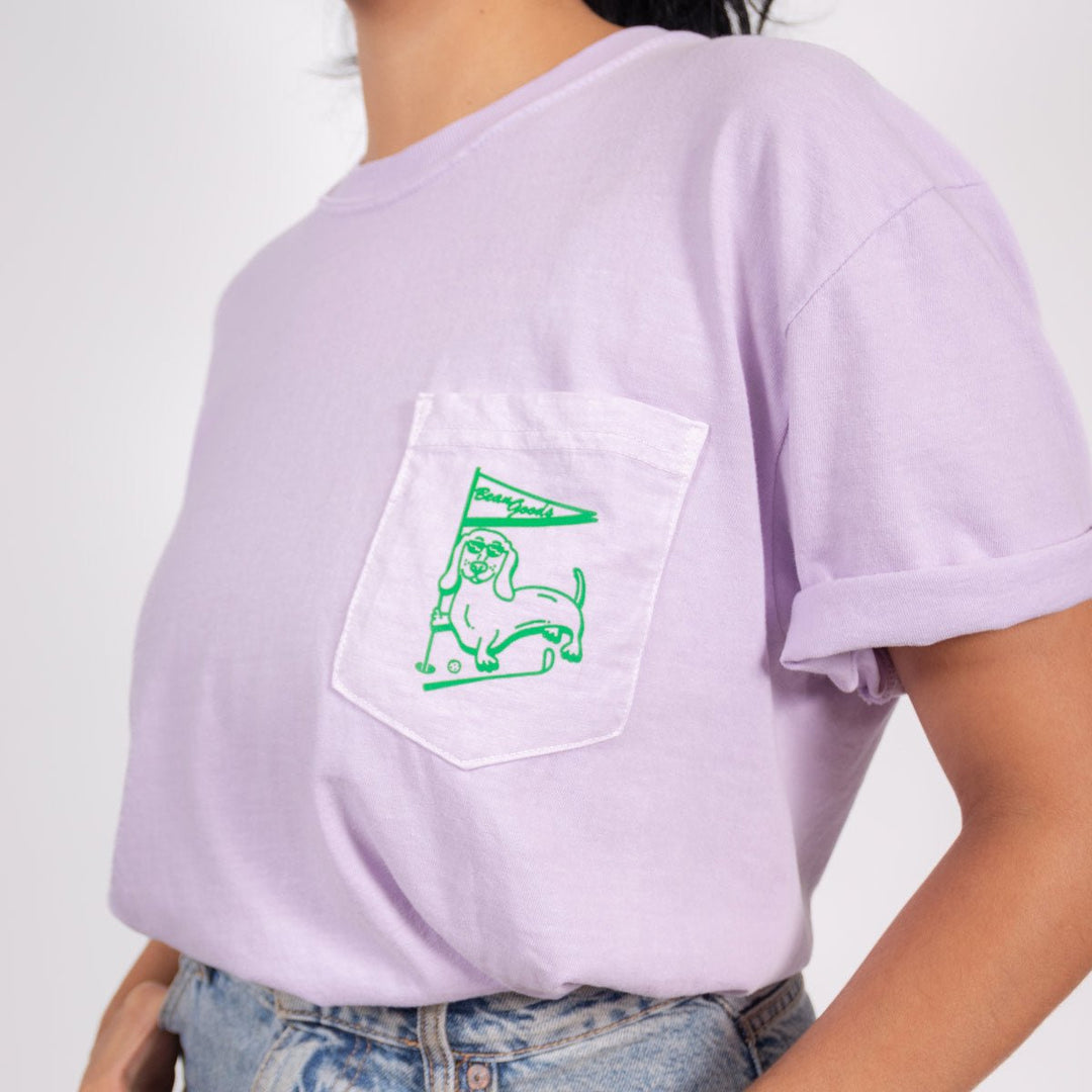 swingin' wieners golf club unisex pocket tee | lavender - bean goods