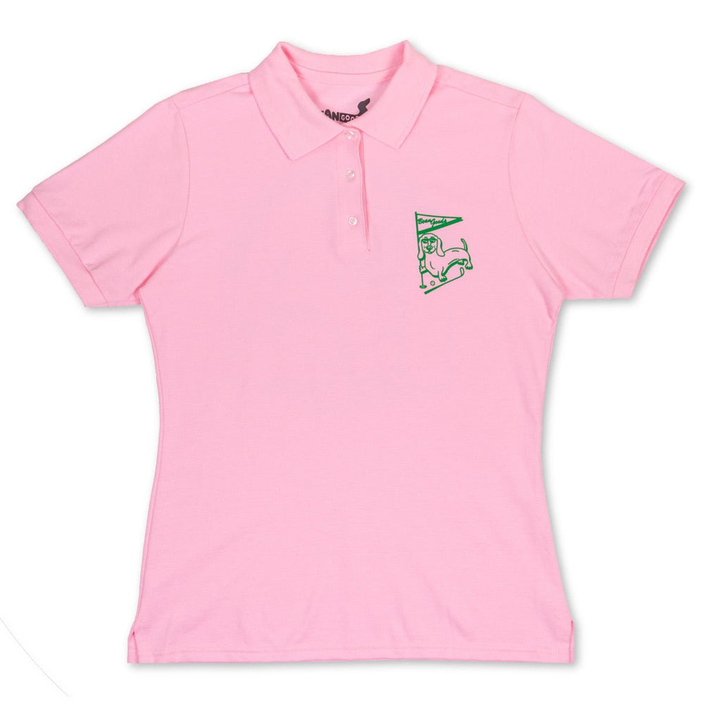 swingin' wieners golf club womens polo | pink - bean goods