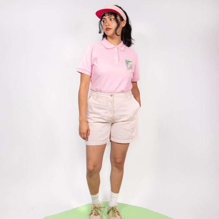 swingin' wieners golf club womens polo | pink - bean goods