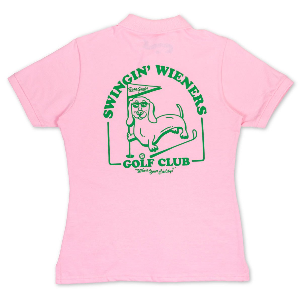 swingin' wieners golf club womens polo | pink - bean goods