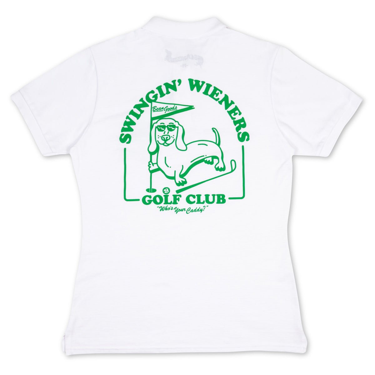 swingin' wieners golf club womens polo | white - bean goods