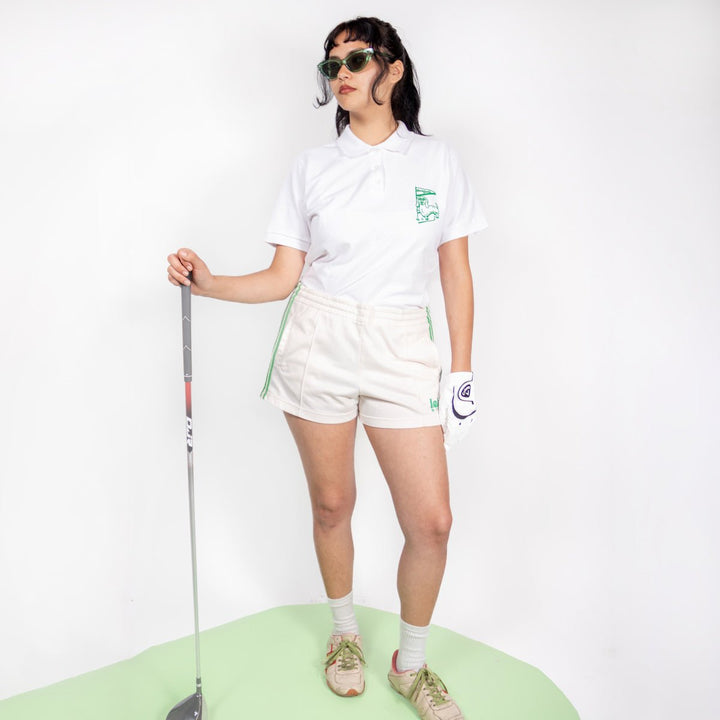 swingin' wieners golf club womens polo | white - bean goods