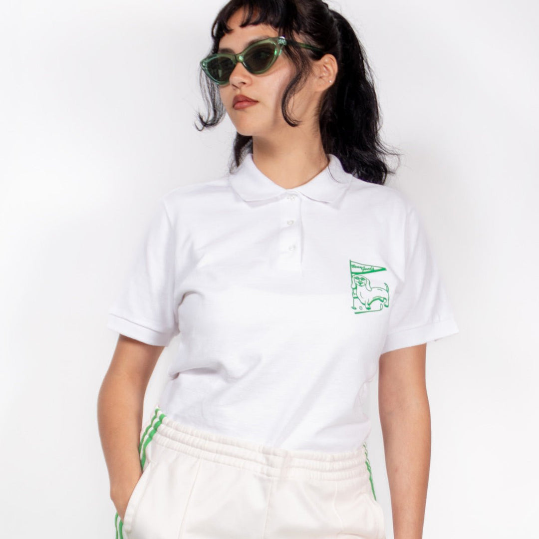 swingin' wieners golf club womens polo | white - bean goods