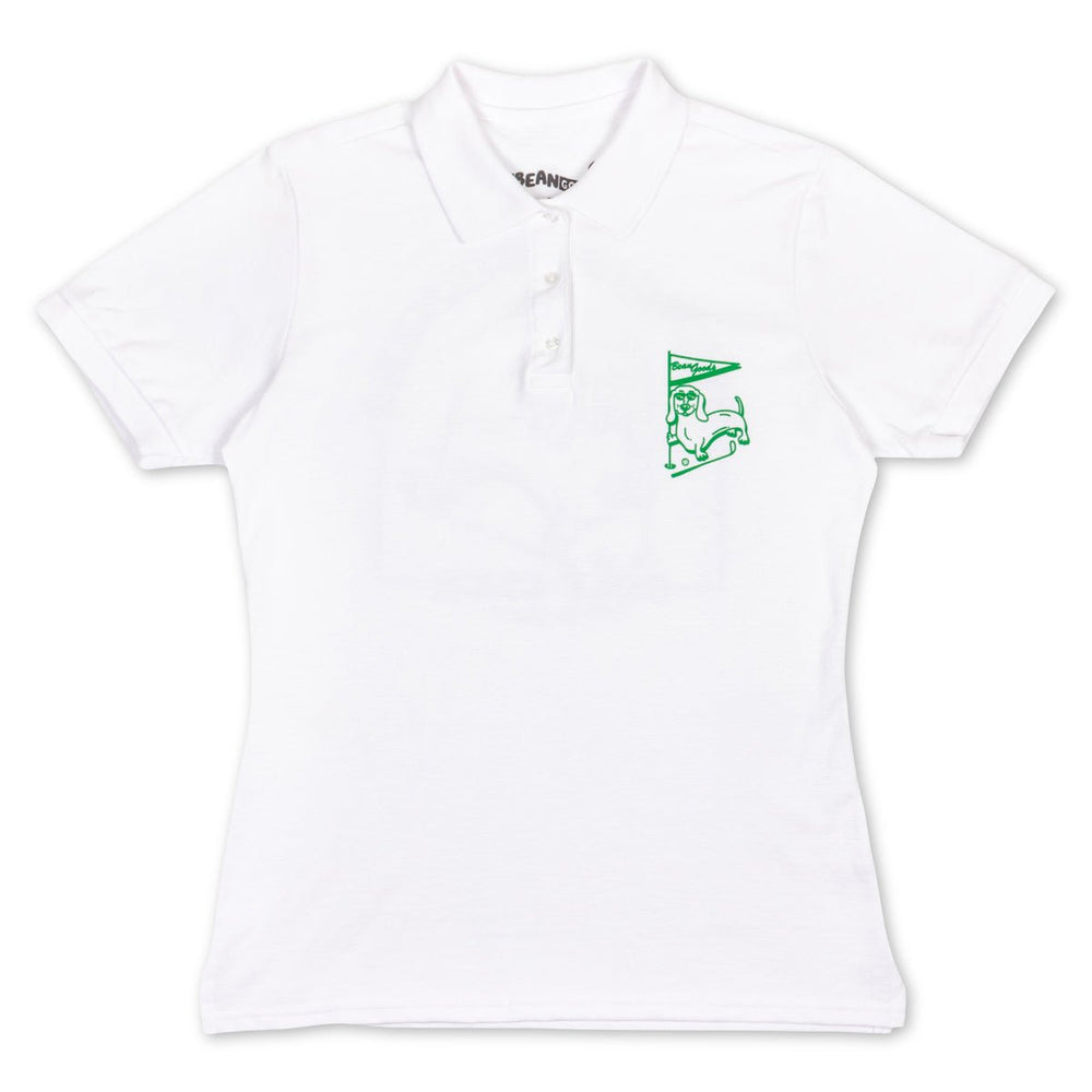 swingin' wieners golf club womens polo | white - bean goods