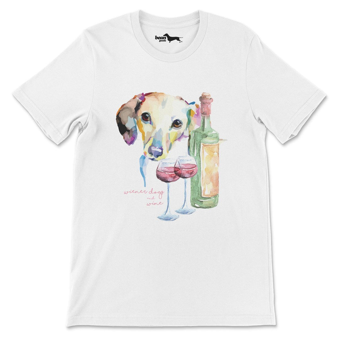 watercolor wine & wiener dogs unisex tee - BeanGoods