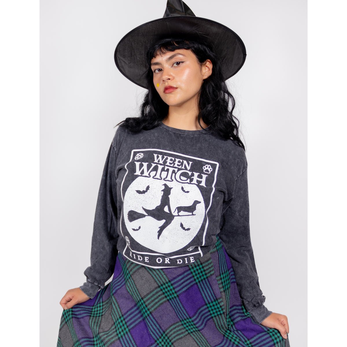 ween witch unisex long sleeve tee | black mineral wash - bean goods