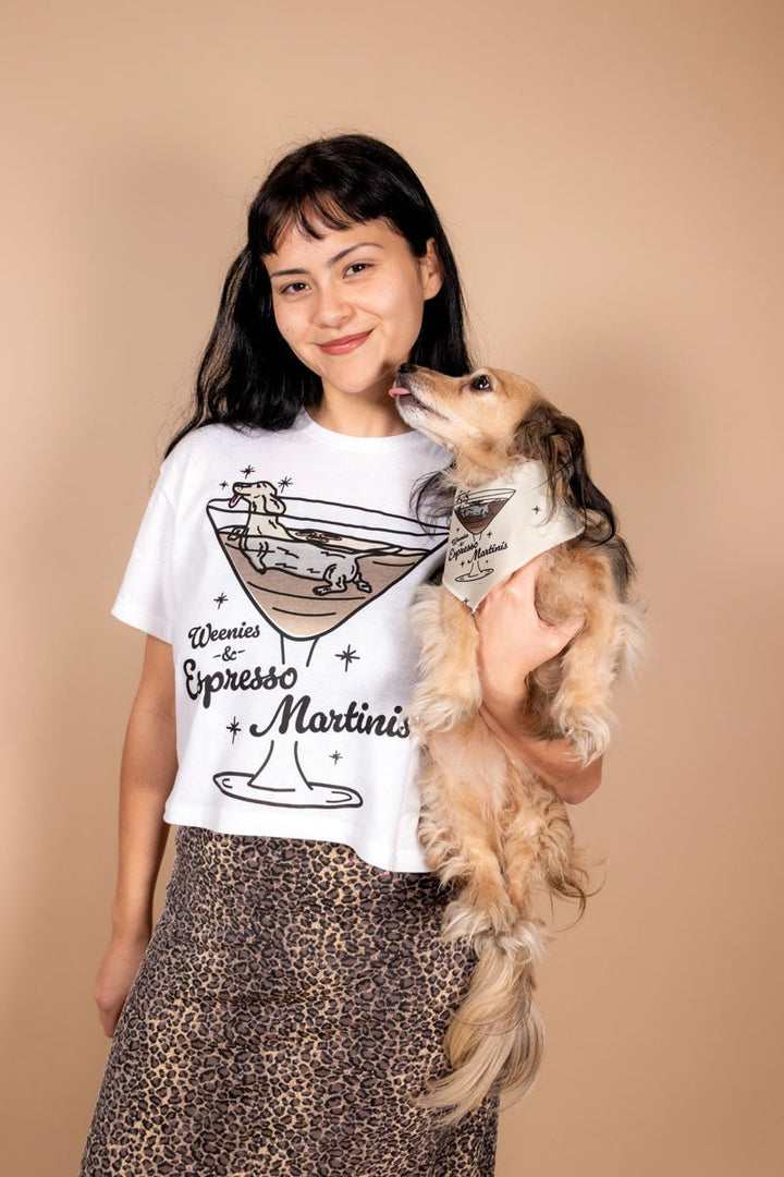 weenies & espresso martinis cropped tee - bean goods