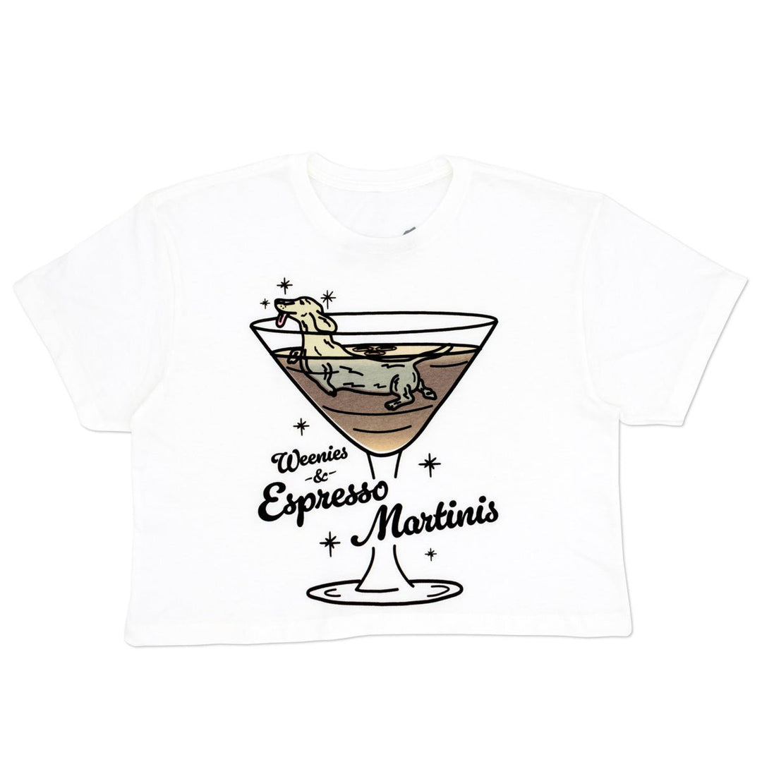 weenies & espresso martinis cropped tee - bean goods