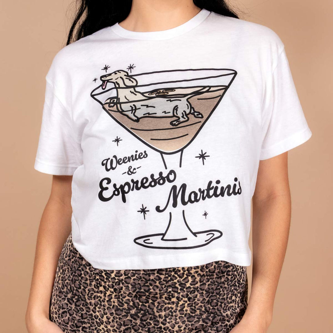 weenies & espresso martinis cropped tee - bean goods