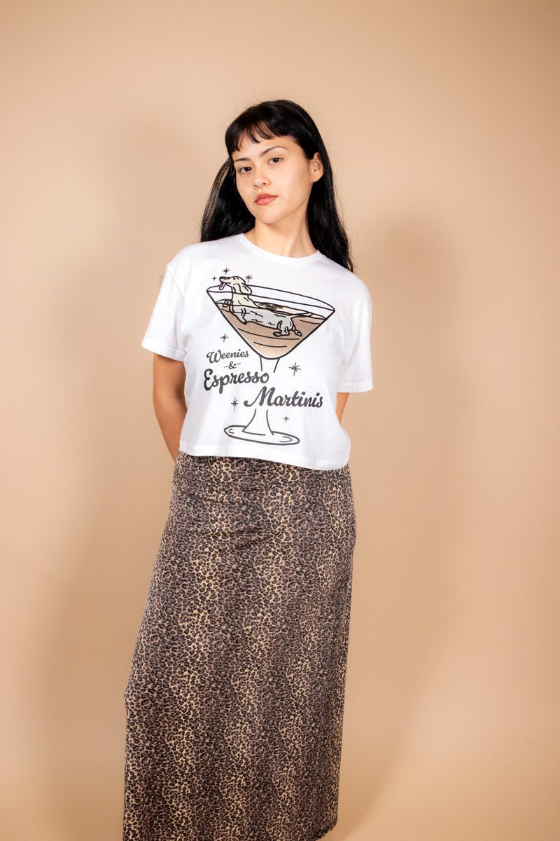 weenies & espresso martinis cropped tee - bean goods