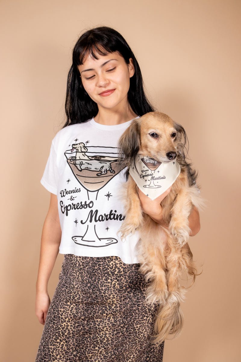 weenies & espresso martinis cropped tee - bean goods