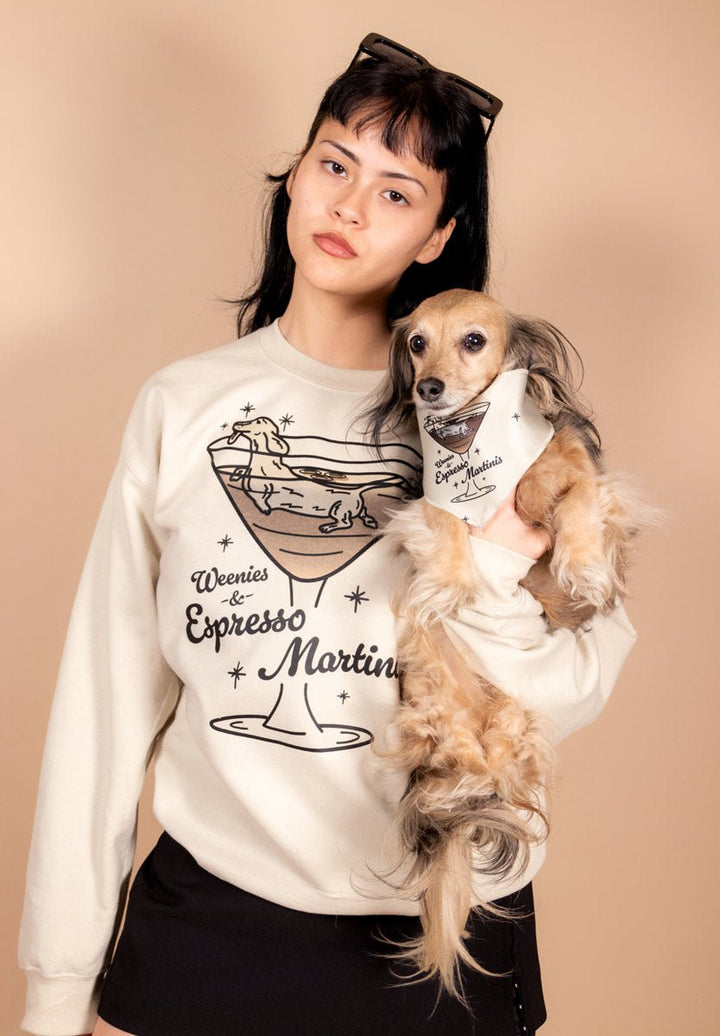 weenies & espresso martinis unisex crew - bean goods