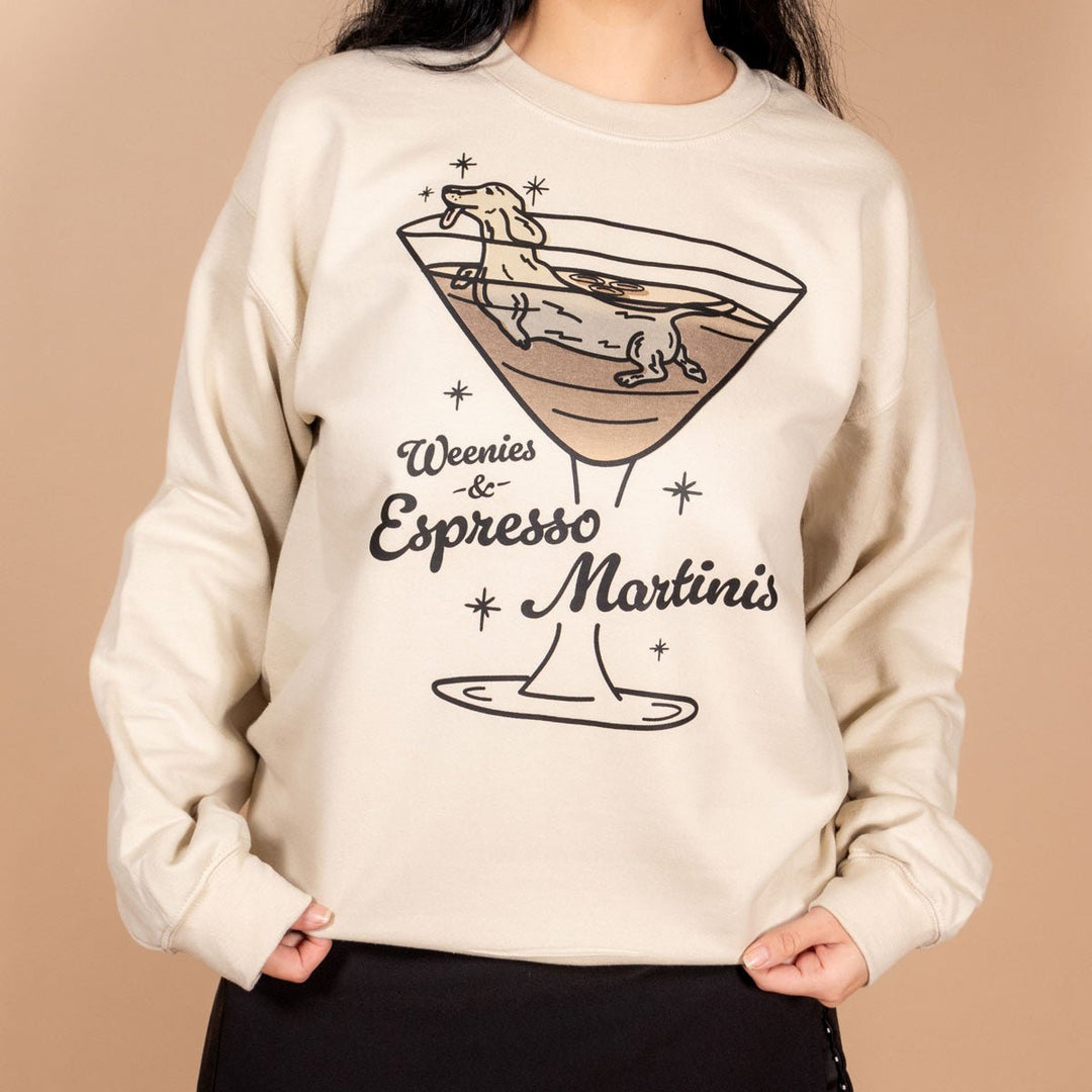 weenies & espresso martinis unisex crew - bean goods